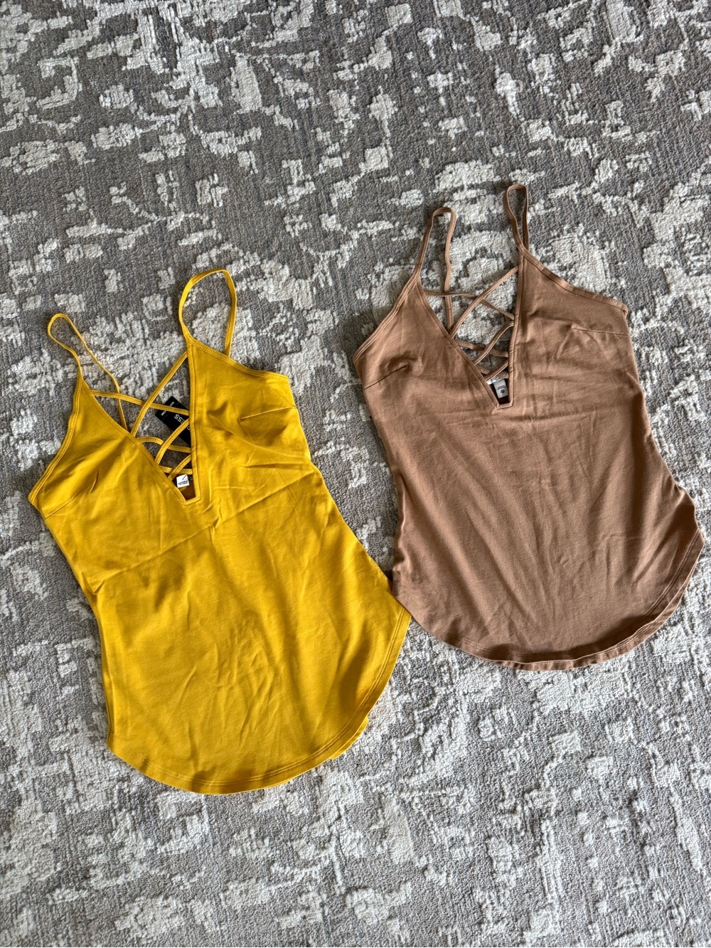 Express Crisscross Cami Tank - Mustard & Tan